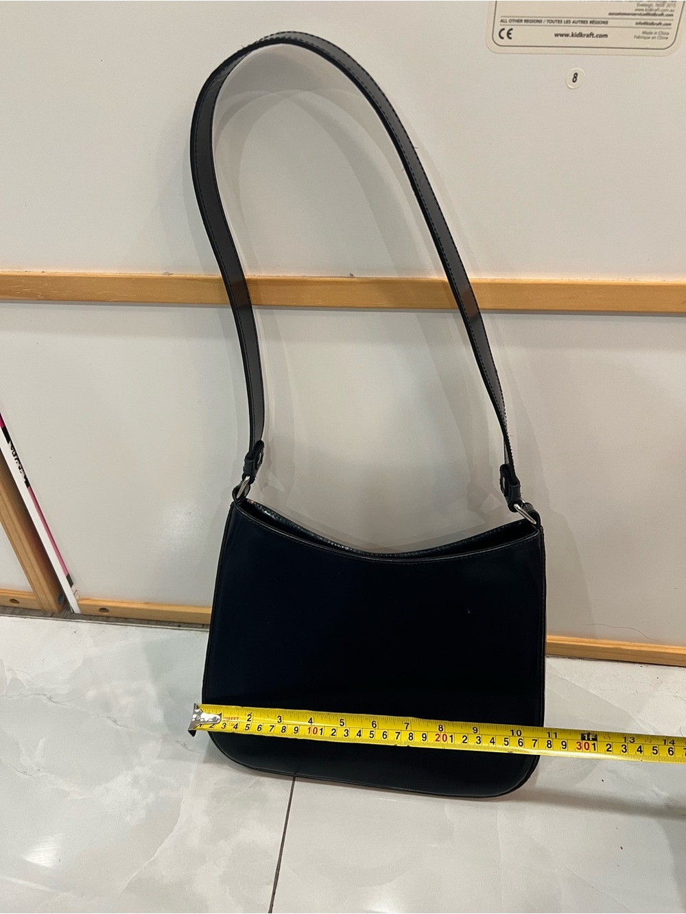 L'INTERVALLE Black Patent Shoulder Bag